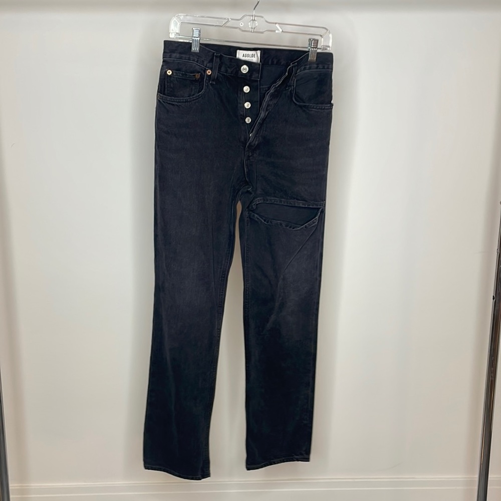 Agolde High Waist Jean with a slit in the leg